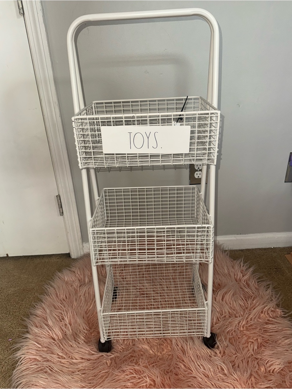 BNWT, Rae Dunn, “toys” 3 tier metal rolling storage cart